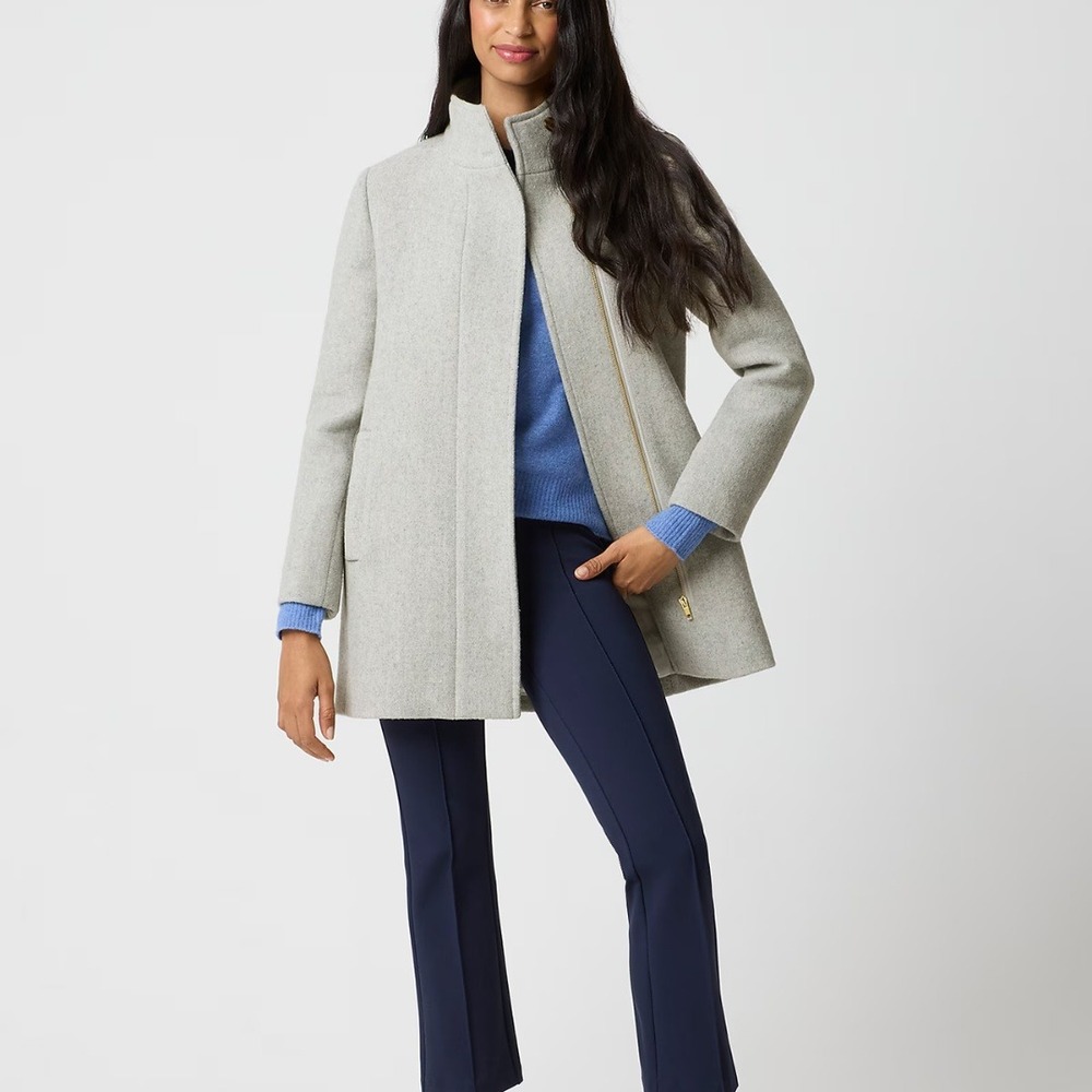 J.Crew Mercantile | City Wool Blend Stand Collar Mid Length Coat Jacket Gray 00P